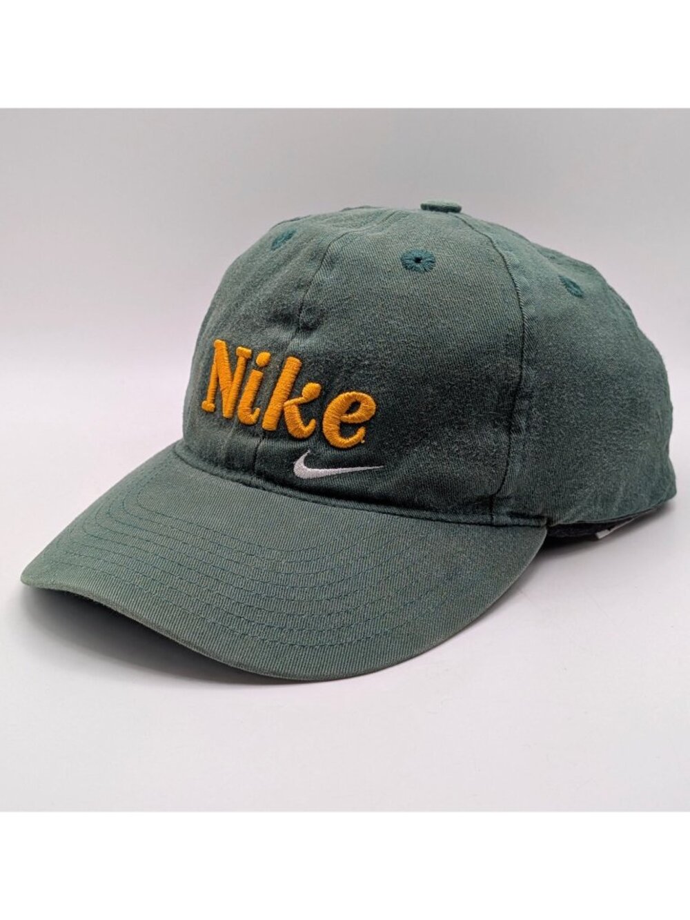 Nike Hat Cap Snapback Youth Green Yellow 90s Y2K Retro Kids Vintage Unisex